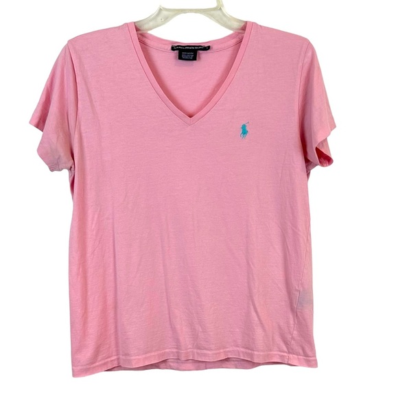 Ralph Lauren Tops - Vintage Ralph Lauren Sport Pastel Pink V Neck Tee Size L 🔥